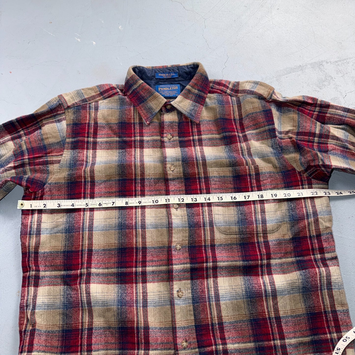 VTG 90s Pendleton Wool Flannel Shirt Jacket Gray Red Plaid USA Made L Rockabilly