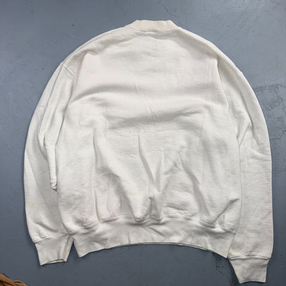 VTG Blank White Sweatshirt Fruit Of The Loom Heavy USA Made XL Flag Crewneck
