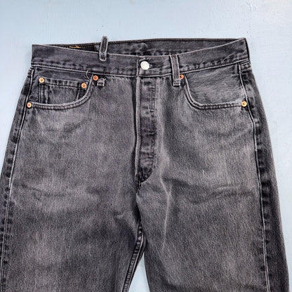 Levis 501 Vintage 90s USA XX Straight Leg Jeans Black Light Wash 34x34 Act 31x27
