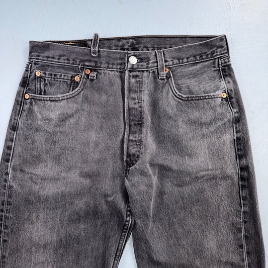 Levis 501 Vintage 90s USA XX Straight Leg Jeans Black Light Wash 34x34 Act 31x27