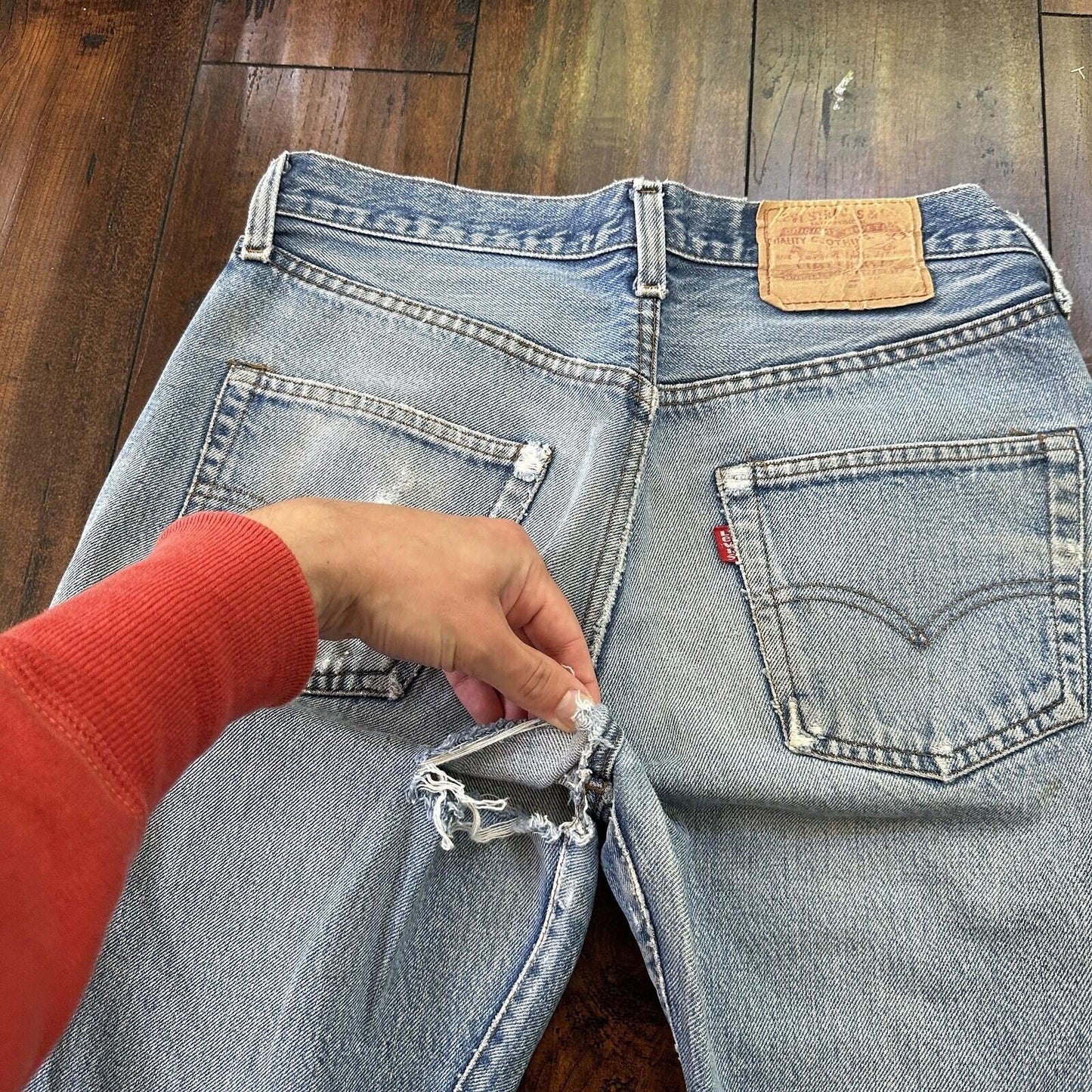 Levis Vintage 80s Redline Selvedge USA 501 XX Jeans Light Wash 31x33 Act 28x29