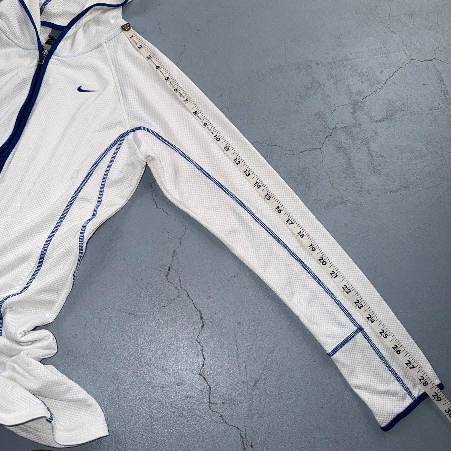 Nike VTG Hoodie Jacket Women’s White Blue Size Medium Full Zip Hooded Logo