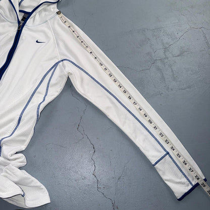 Nike VTG Hoodie Jacket Women’s White Blue Size Medium Full Zip Hooded Logo