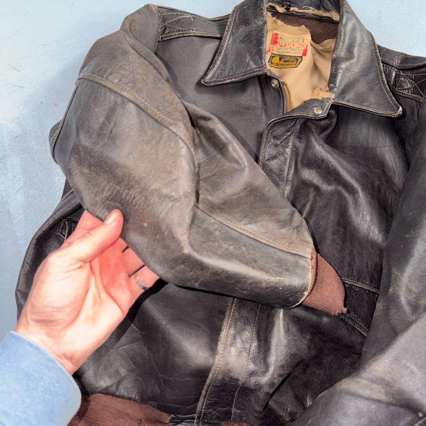VTG 50s Sierra Sportswear Horsehide Leather Jacket Distressed Buco A2 Bomber