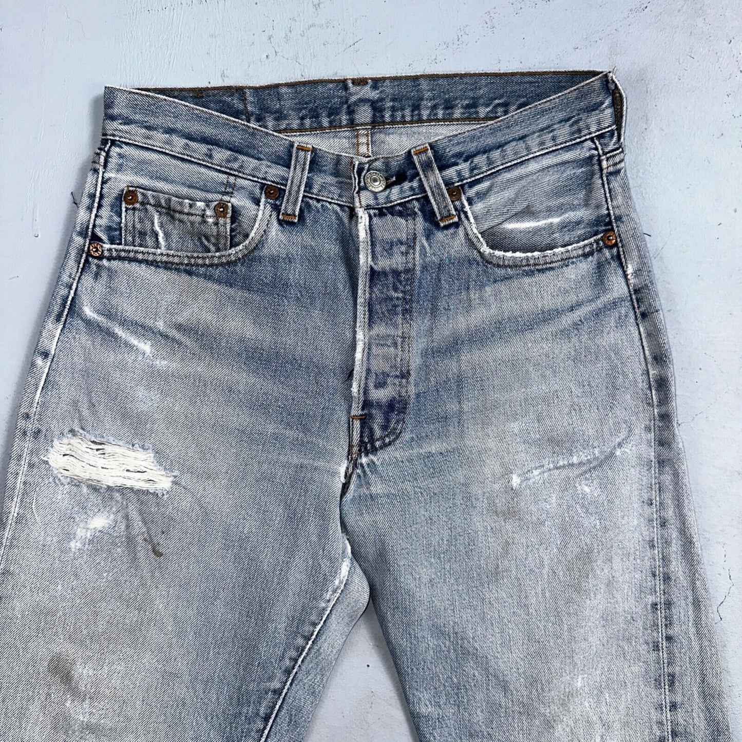Levis 501 Vintage 80s Redline Selvedge USA XX Jeans Light Wash 30x34 Act 28X30