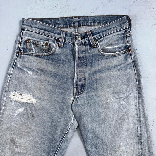 Levis 501 Vintage 80s Redline Selvedge USA XX Jeans Light Wash 30x34 Act 28X30