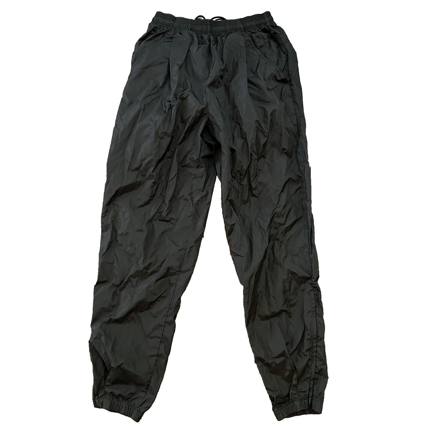Nike VTG 90s Grey Tag Windpants Track Pants Ankle Zip Unlined Black M 1990s
