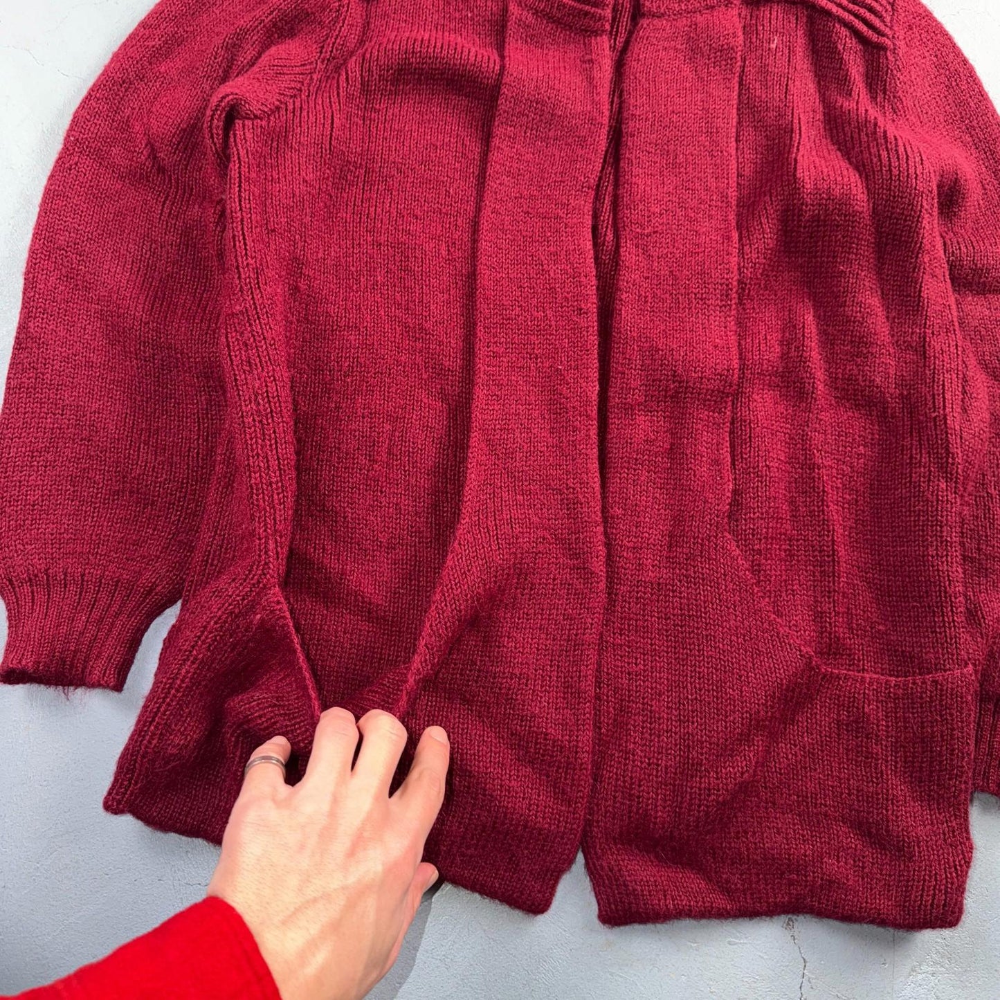 Peruvian Connection Royal Alpaca Women’s Sz. M Open Long Vest Sweater Red
