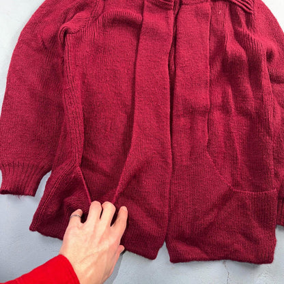 Peruvian Connection Royal Alpaca Women’s Sz. M Open Long Vest Sweater Red