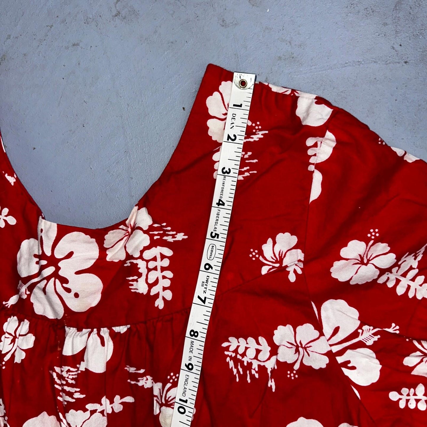 Vintage 60's Ui-Maikai Barkcloth Red and Blue Hawaiian Dress Lot Needs Repairs