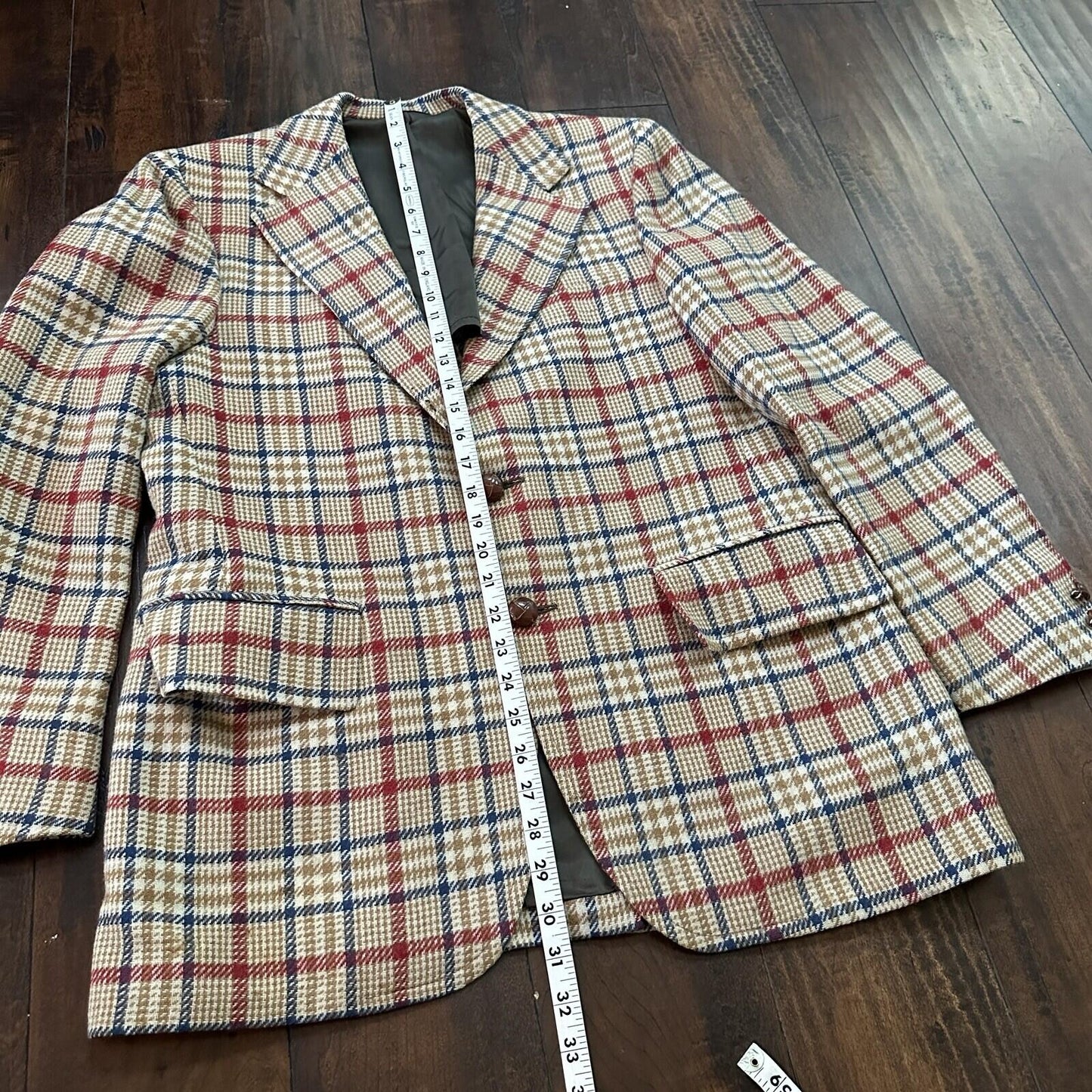 1960s 1970s Tan Pinstripe VTG Suit Jacket Sportcoat 40 Wool Checker Rockabilly