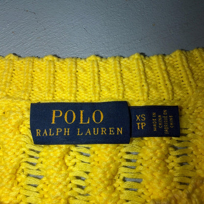 Polo Ralph Lauren Cable Knit Crew Neck Cotton Sweater Women’s XS Yellow