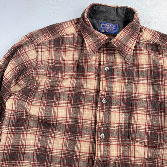 Pendleton Shirt L Red VTG Virgin Wool Preppy Fireside 60s 70s Outdoors Mens