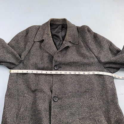 VTG 1950s 1960s Coat Trench Mens Gray Tweed Wool Rockabilly Overcoat Long Duster