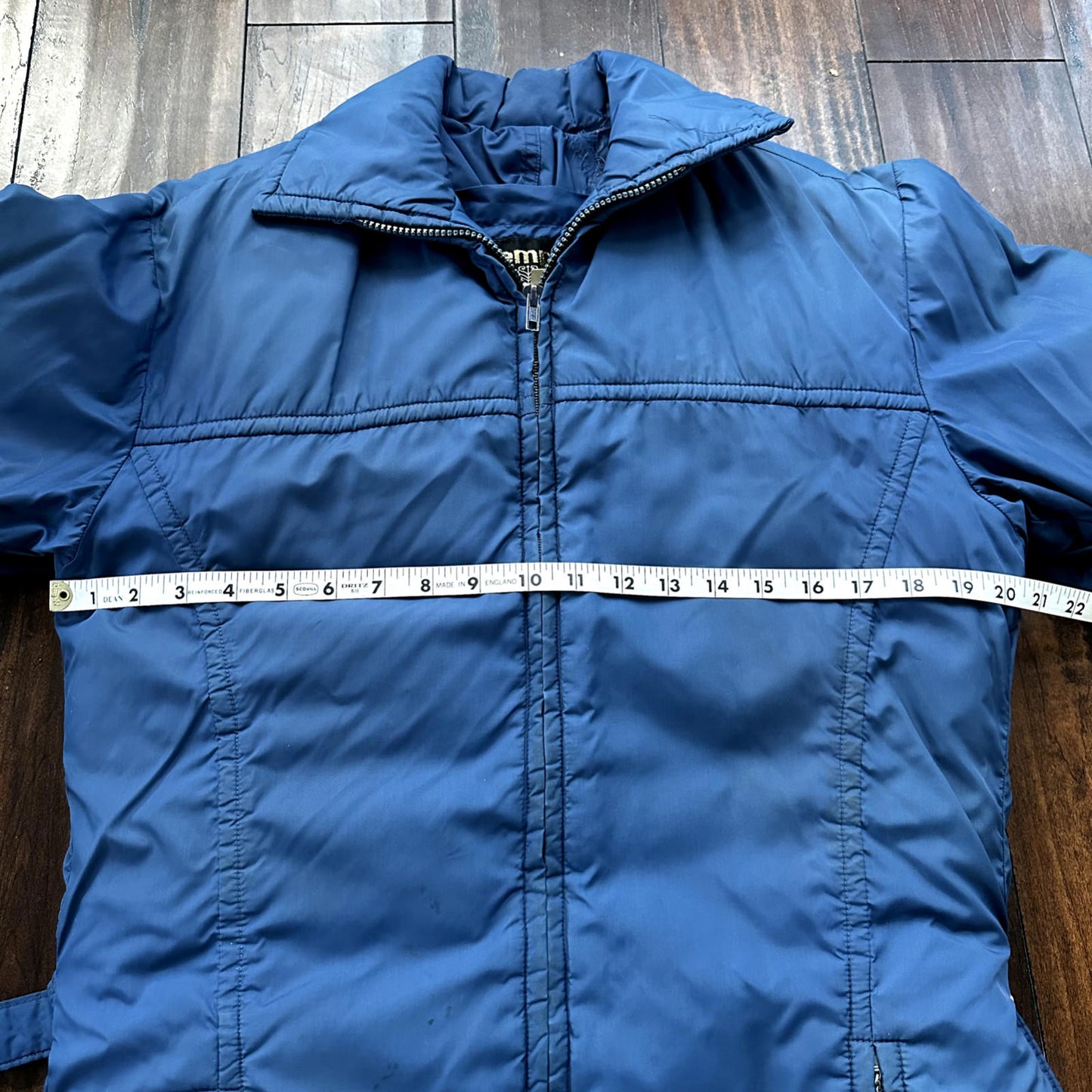 Vintage Tempco Goose Down Puffer Coat Mens S Blue Insulated Hooded Jacket