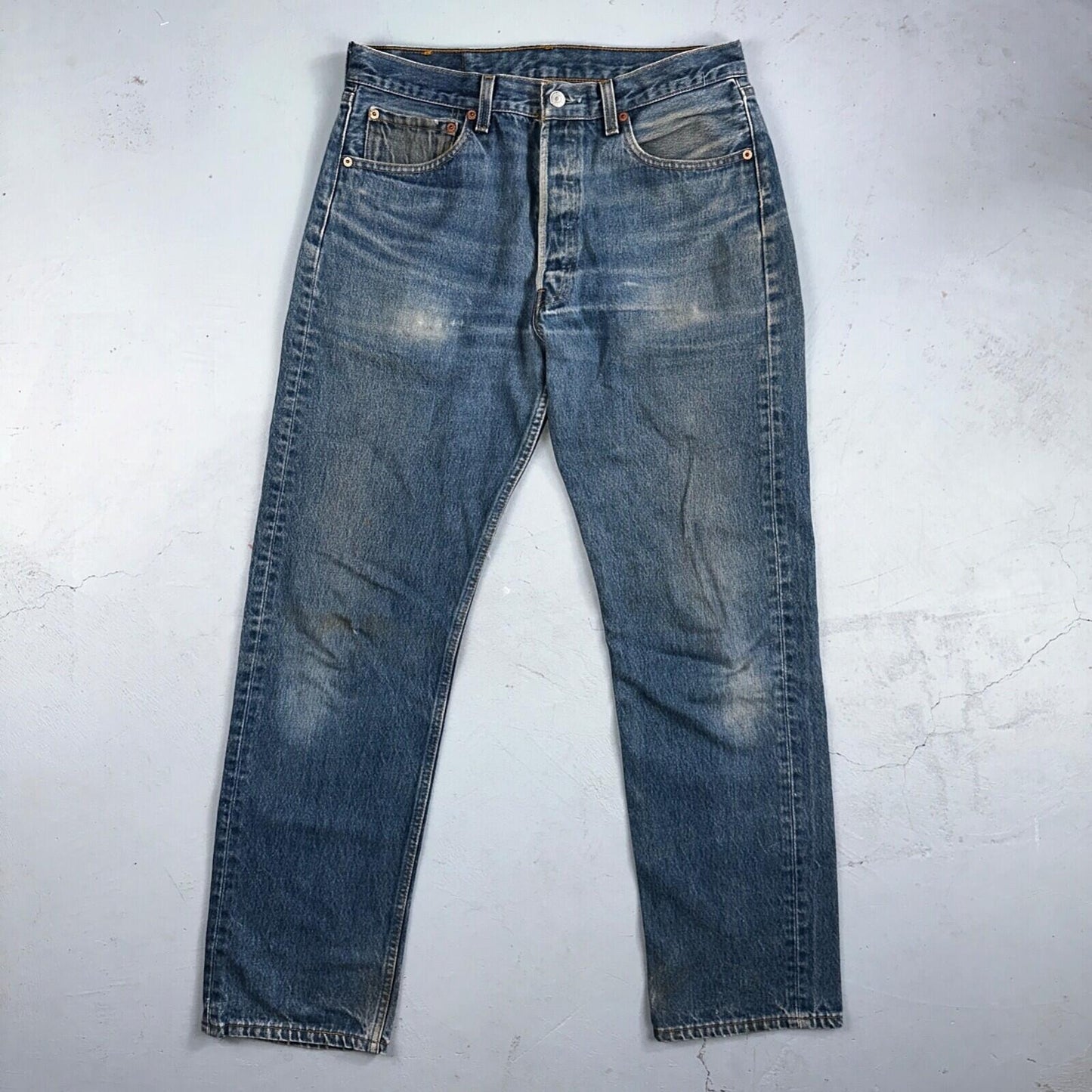 Levis 501 Vintage 90s USA XX Straight Leg Jeans Blue Med Wash 34x34 Act 31x30