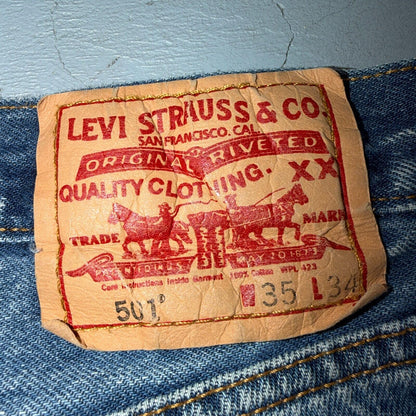 Levis 501 Vintage Y2K XX Straight Leg Jeans Blue Light Wash 35x34 Act 33x31