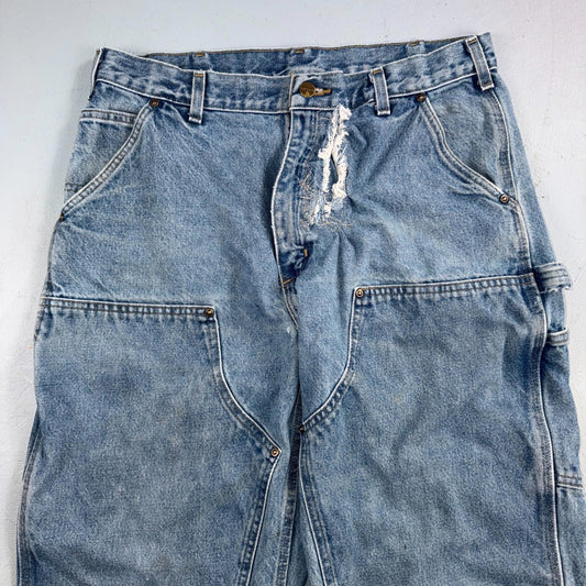 VTG Carhartt Men’s B73 DST 36x32 Double Knee Denim Jeans Workwear Thrashed