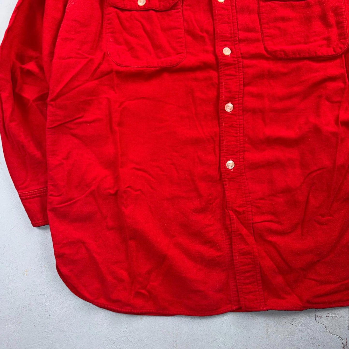 VTG 1940s Penneys Jacket Red Cotton Basic 40s 50s Flannel Shirt Rockabilly