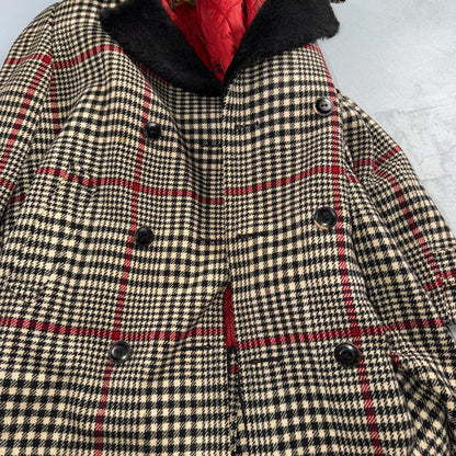 VTG Pendleton Jacket Black Plaid Wool USA Double Breast Chore Car Coat 60s 1960s