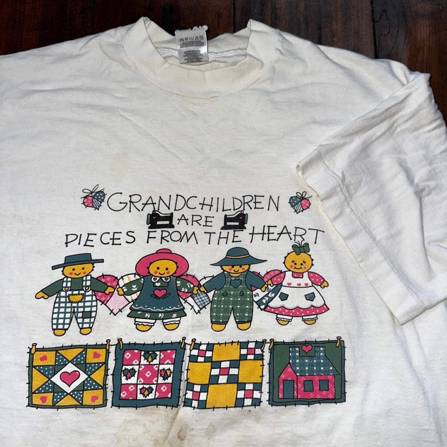 Grandchildren Grandma Grandpa Vintage T Shirt 80s Cute Love Kids Presents Love