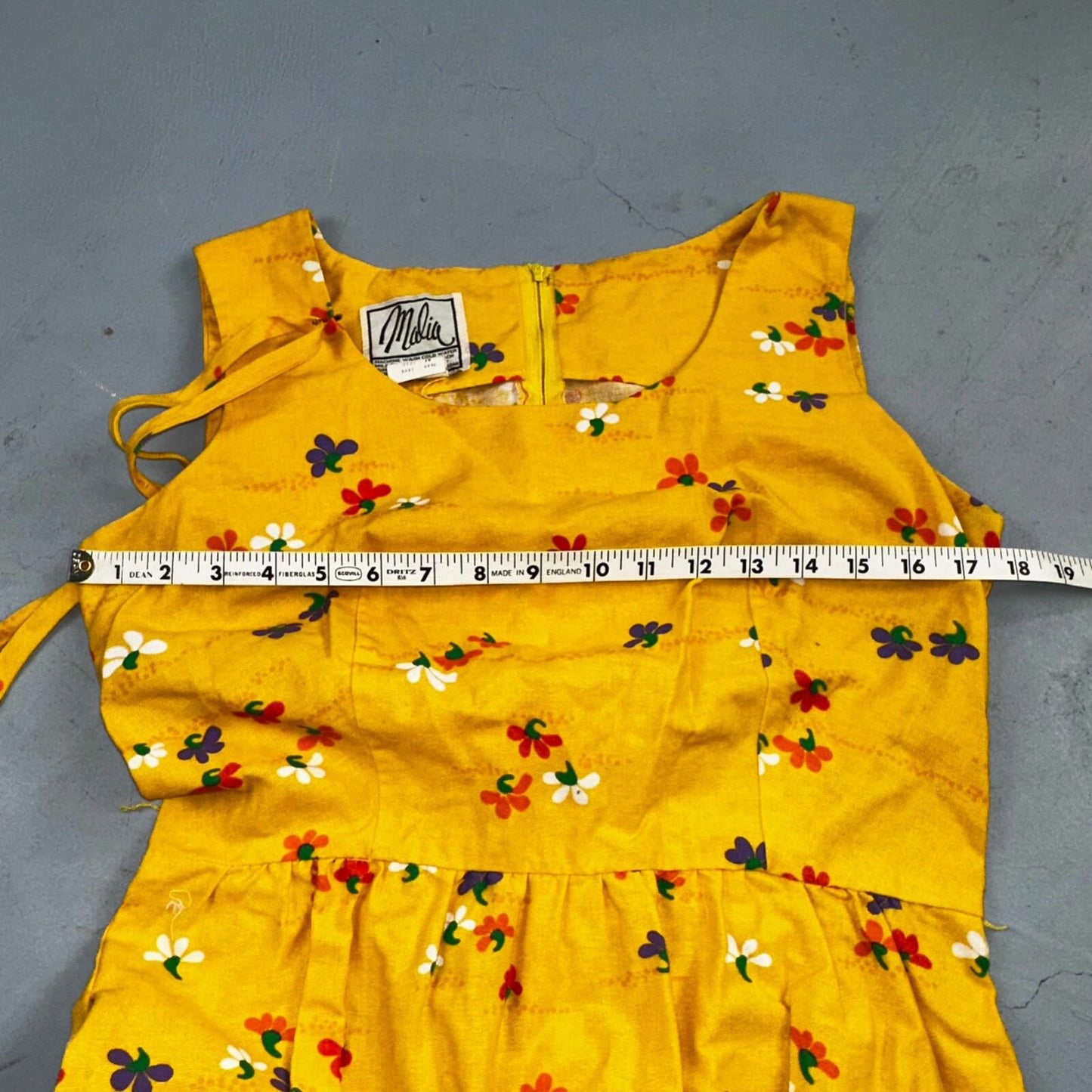 Vtg 70s Malia Honolulu Hawaiian Bright Flower Power Belted Maxi Dress Sz 14