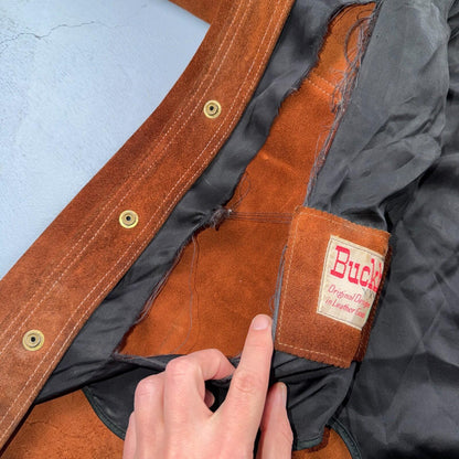 Buckboard Vintage Suede Leather Western Jacket Snap Buttons Men’s Size 44
