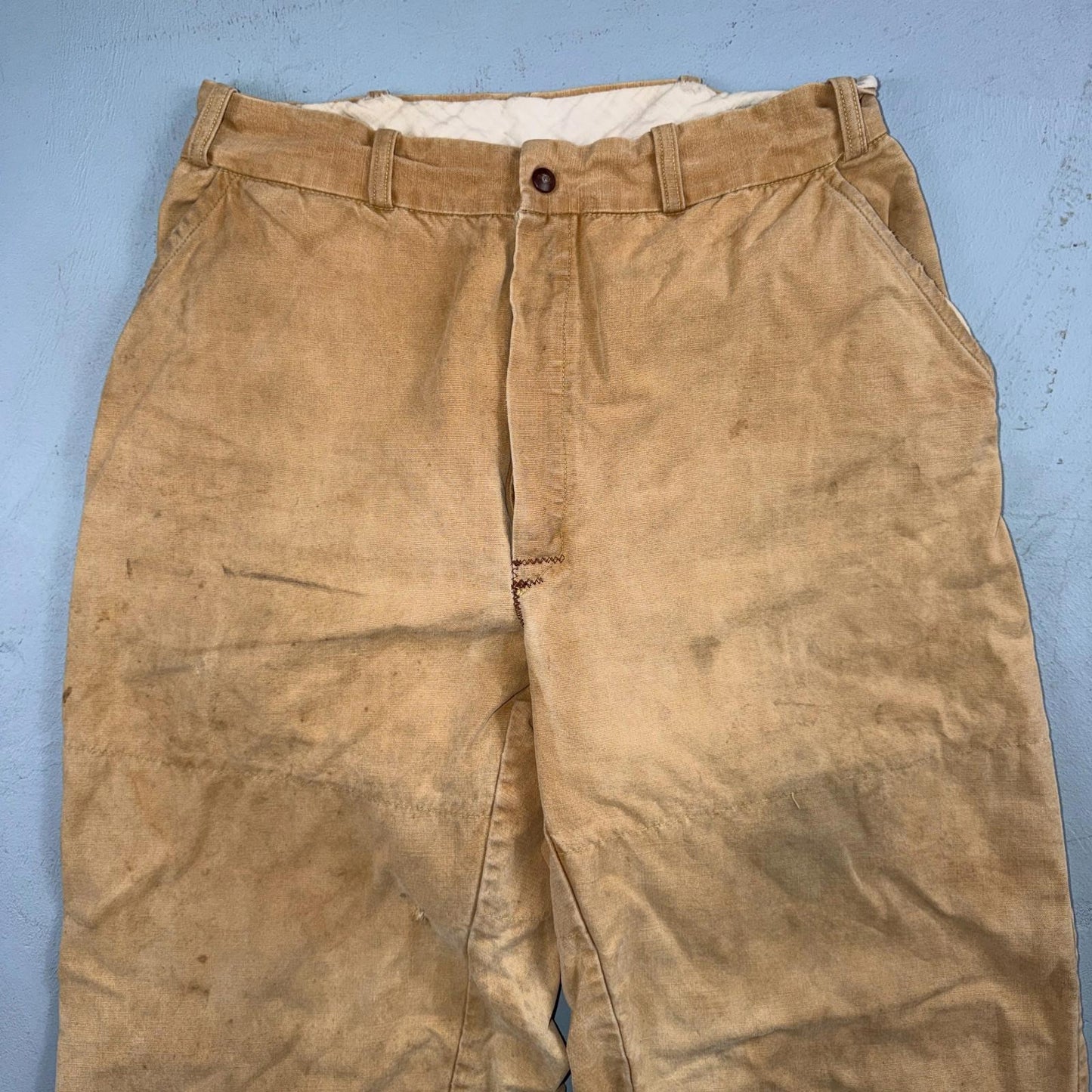 VTG 50s 60s Duxback Pants Falcon 28x27 Khaki Casual Creased Outdoor Rockabilly