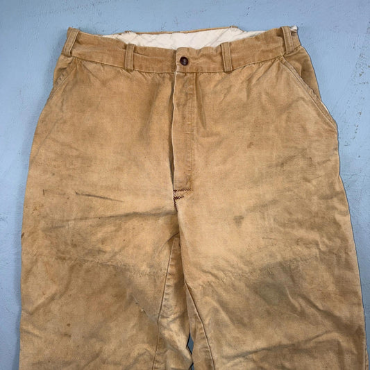 VTG 50s 60s Duxback Pants Falcon 28x27 Khaki Casual Creased Outdoor Rockabilly