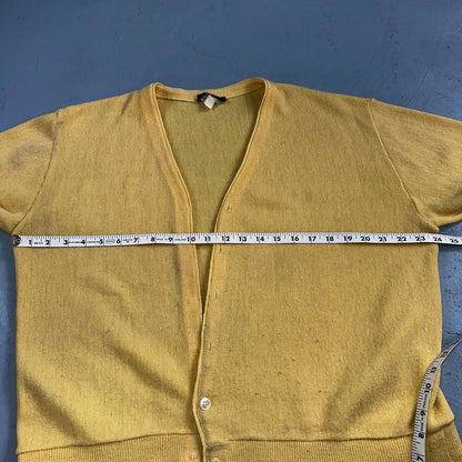 Vintage 1970s 70s JC Penney Towncraft Cardigan L Yellow MCM Missing Buttons