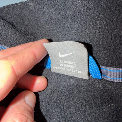 Nike VTG Jacket L Grey Nylon Softshell Fleece Coat 3M Y2K 2000s Waist Elastic