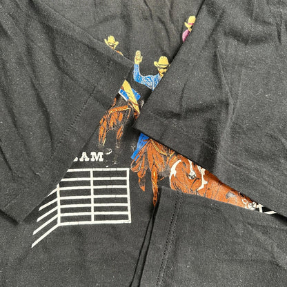 Horses Cowboy VTG T Shirt Team Penning Cows Farm America Jerzees XL Black USA
