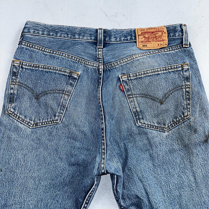 Levis 501 Vintage 90s Poland Straight Leg Jeans Blue Med Wash 34x34 Act 32x33