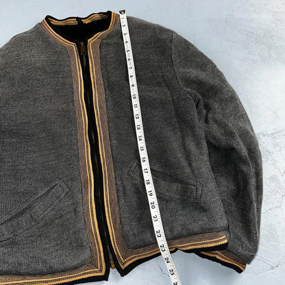 VTG 40s Wool Lined Men Zipper Jacket Sweater Salt Pepper Gray 1940s Rockabilly