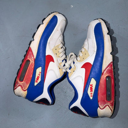 Nike Air Max 90 LTR GS Retro White Blue Red Sneakers Shoes Size 7 Y Big Kids