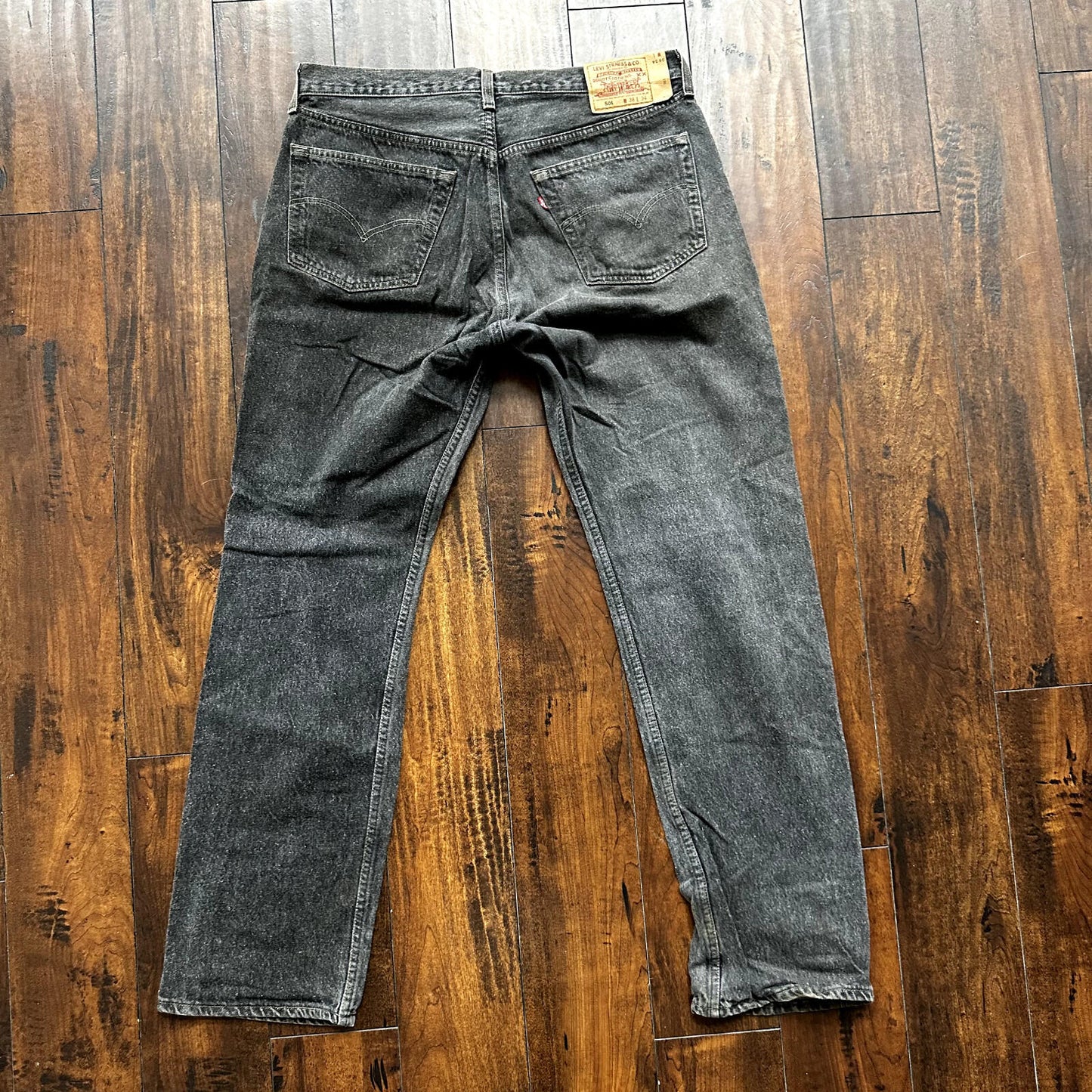 Vintage Levis 501 Button Fly 90s Tag Jeans Black Gray 80s 38x34 Act 35x32