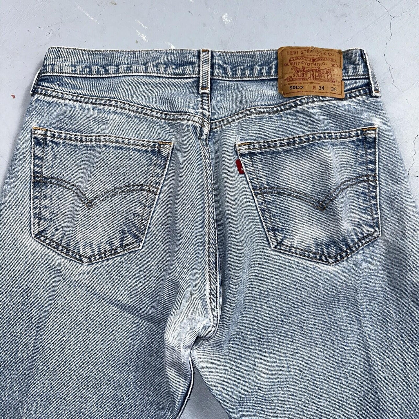 Levis 501 Vintage 90s XX Straight Leg Mexico Jeans 34x36 Light Wash Act 31x32