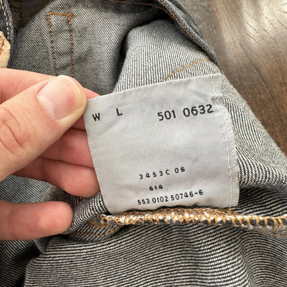 Vintage 90s Levis 501 XX 38x30 USA Tag Jeans Black 80s Act 36x30