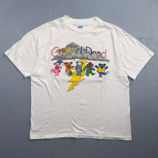 VTG 1993 Grateful Dead Rain Bears Tour T Shirt Seattle Eugene Skeleton Lightning