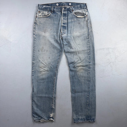 Levis 501 Vintage 80s USA XX Straight Leg Jeans Blue Light Wash Act 34x32