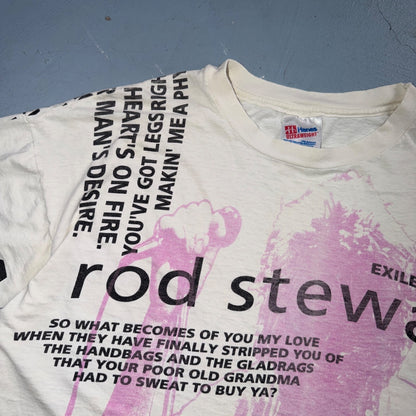 Vintage Rod Stewart Exiles Rule Tour T Shirt XL USA All Over Print AOP Big Print