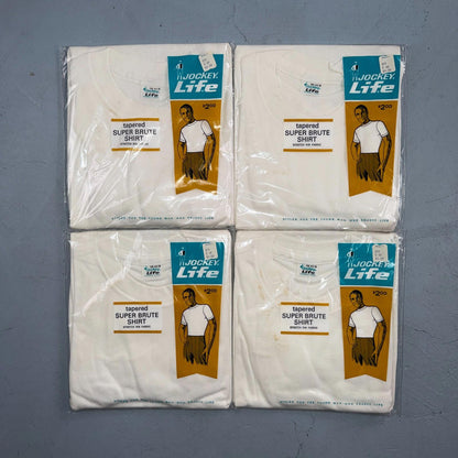VTG 1960s JOCKEY LIFE White T Shirt Medium 4 Packs Deadstock Lot Slim Guy 60s