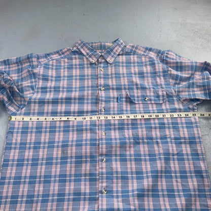 VTG Levis Sutter Creek Flannel Shirt Men’s XL Blue Plaid Blue Label BIG E 90s
