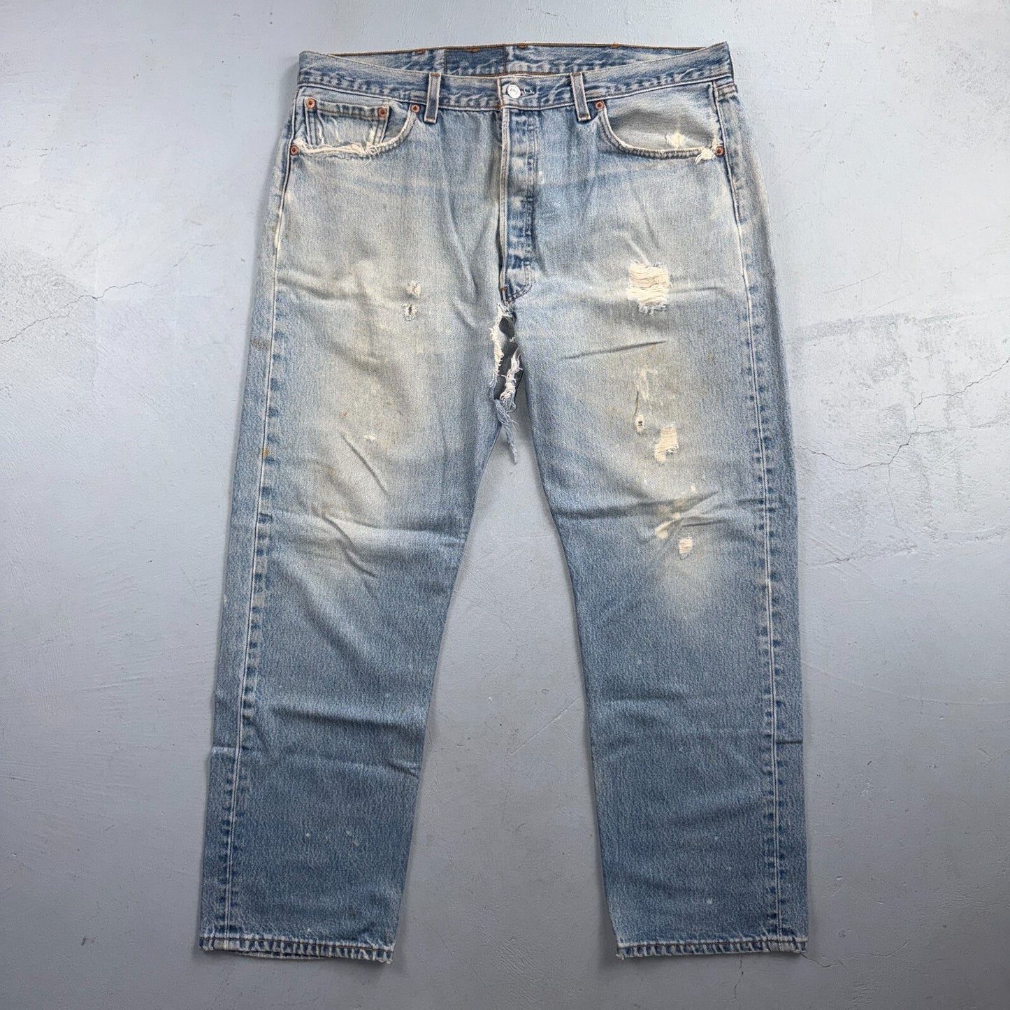 Levis 501 Vintage 90s USA XX Straight Leg Jeans Blue Thrashed 40x32 Act 37x28