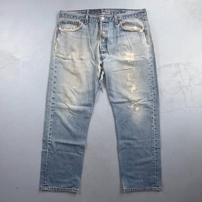 Levis 501 Vintage 90s USA XX Straight Leg Jeans Blue Thrashed 40x32 Act 37x28