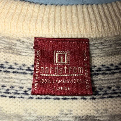 VTG Nordstrom Sweater Vest V-Neck 100% Lambs Wool Womens Size Large Striped