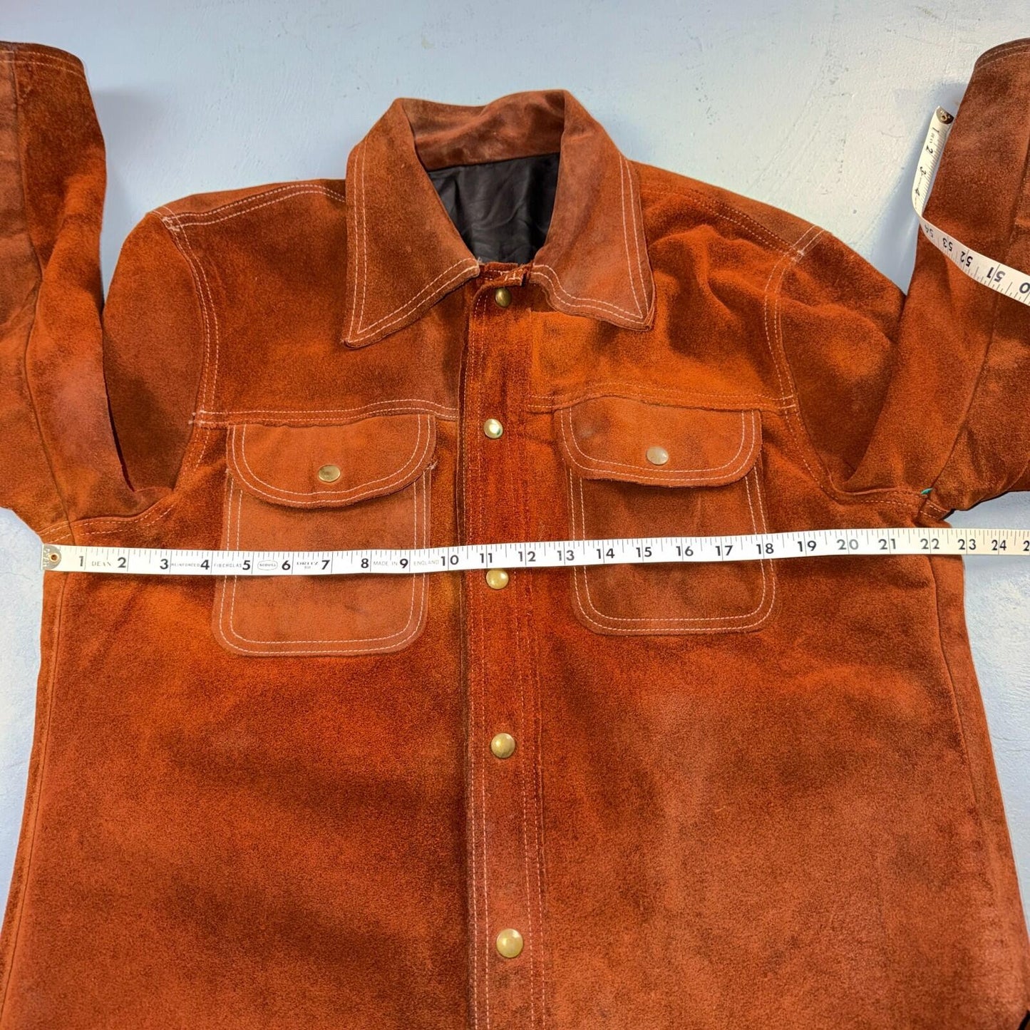 Buckboard Vintage Suede Leather Western Jacket Snap Buttons Men’s Size 44
