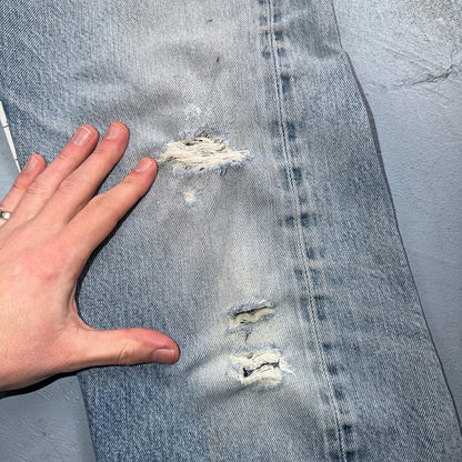 Levis 501 Vintage 80s Redline Selvedge USA XX Jeans Light Wash 31x36 Act 28x30