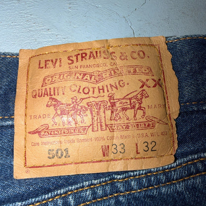 Levis 501 Vintage 90s USA XX Straight Leg Jeans Blue Med Wash 33x32 Act 33x31