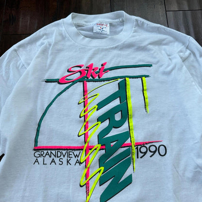 Ski Train 1990 VTG T Shirt 90s Single Stitch Alaska Grandview Long Sleeve Sports